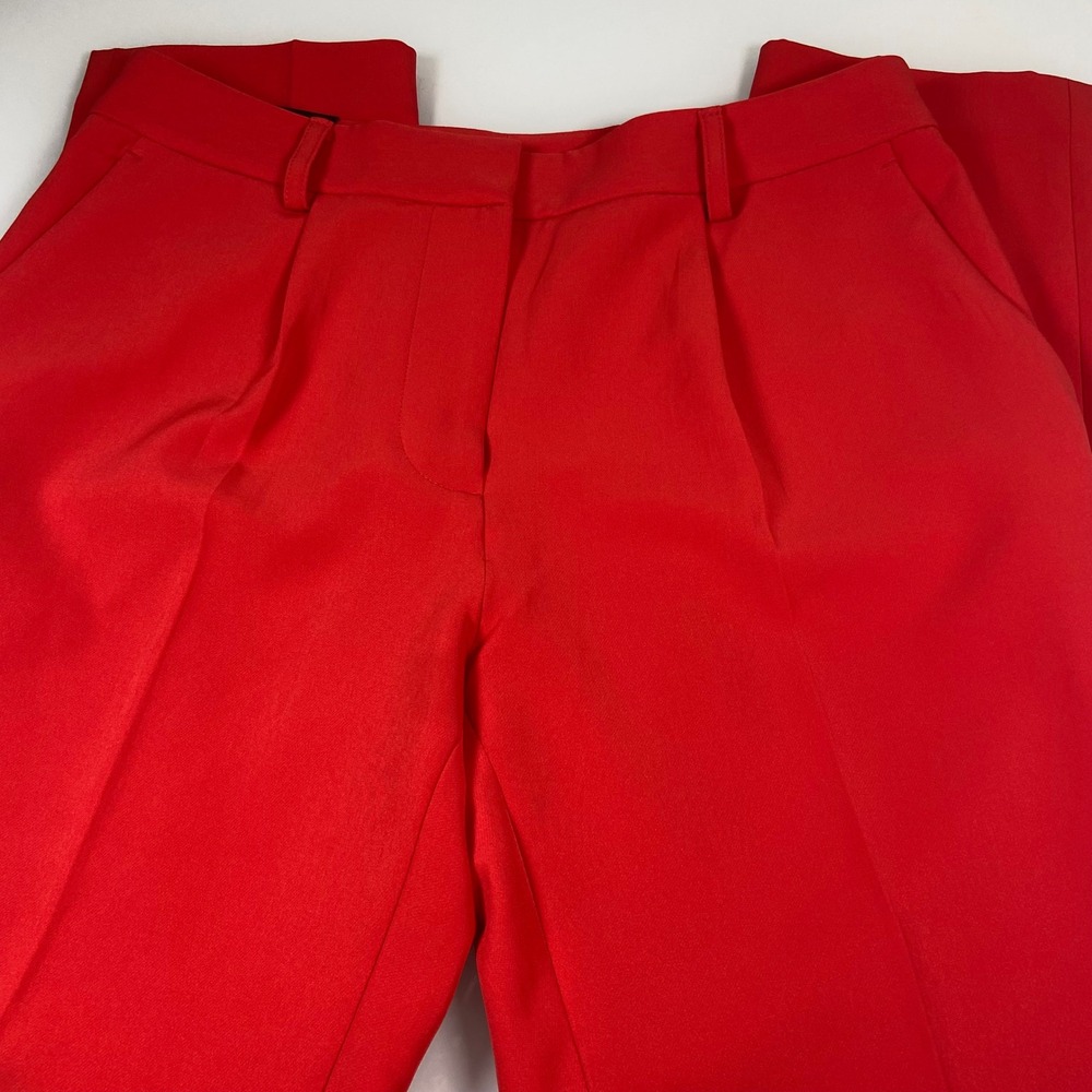 DKNY Women Sz 4 Petite Red Slim Leg Ankle Length Single Pleat Pants NEW‎ Career
